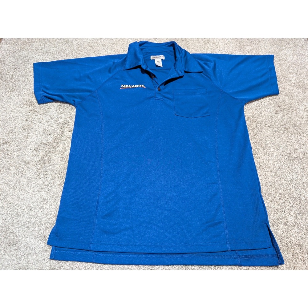 Menards Polo Shirt Mens Medium Blue Short Sleeve Workwear Performance Logo